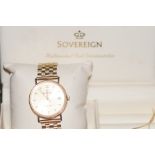 Sovereign 9ct gold case and strap, gents wristwatc