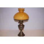 A Brass based oil lamp with chimney- 50cm