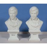 A pair of Parian ware busts of Robbie Burns, 5.5" tall