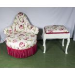 A bedroom chair and stool