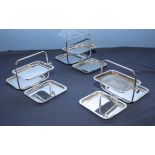 Three silver plated folding sweet stands