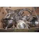 A box of silver plated table ware