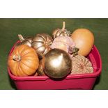 A box of Thanksgiving decorations