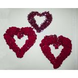 Three St Valentine's Day red rose wreaths