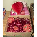 Two boxes of St Valentine's Day decorations