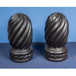 Two wooden finials