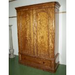 A Victorian satin walnut 2 door wardrobe with fitted interior