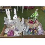 Two boxes of Easter decorations