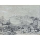 Edward Lear, in the manner of., Italian Excursions fine unframed drawing 12.5" x 9"uality