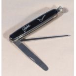 A 1930's Parker black bakelite smokers penknife and pipe tool cleaner, blade stamped Rodgers