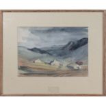 A framed watercolour of Borrowdale, signed. Label verso