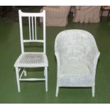 A Lloyd Loom chair and a bedroom chair