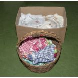 A box and basket of linen