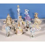 A collection of porcelain figures