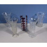 Five glass vases