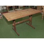 A pine kitchen table