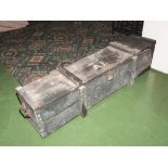 A large wood ammunition box and contents