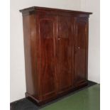 A Victorian mahogany 3 door wardrobe fitted interior drawers and slides.