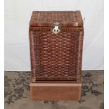 A wicker work linen box