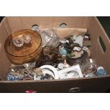 A box of assorted glass and pottery