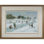 A framed limited edition print 'The Curlers' signed David Stratton Watt. # 167/500