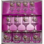 A boxed set of Scottish pheasant glasses