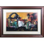 A large framed abstract print