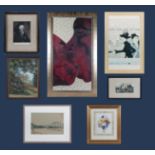 Seven framed prints