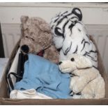 Childrens plush toys and two cardigans