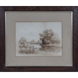 An oak framed watercolour 'Bessie Fall'