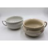 Vintage William Bennet Hanley decorative chamber pot together with a white chamber pot