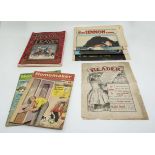 A collection of vintage newspapers and magazines