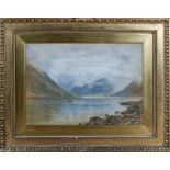 Charles H Bowney - A gilt framed watercolour entitled 'Morning Mists' Norango Fjord Norway,