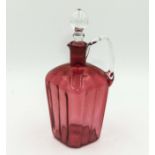 A Cranberry glass decanter, 27cm tall