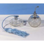 Two cut glass perfume atomisers