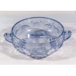 A blue Bagley glass fish decorated bowl