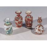 Three miniature Satsuma vases and a Republic porcelain vase