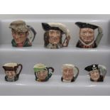 Seven Royal Doulton character jugs