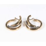 A pair of 9ct trio gold earrings