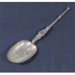 A silver spoon. 30gms. Marks for London 1901