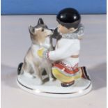 A USSR porcelain figure of an Inuit boy and huskie