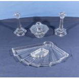 A glass dressing table set