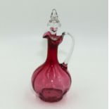 A Cranberry glass decanter, 26cm tall