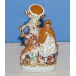 An original Staffordshire Little Red Riding Hood flat backed spill vase figure group