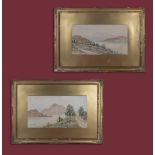 Robert J Pollard 1918 - A pair of gilt framed watercolours depicting mountain and loch scenes,