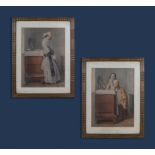 A pair of framed prints depicting the Bronte sisters, size 40cm x 29.5cm