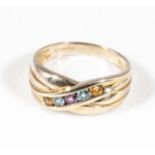 A 9ct gold twist ring set with aquamarine