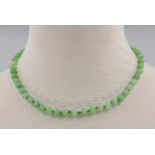 Vintage Jade necklace on silk thread knotted between each bead