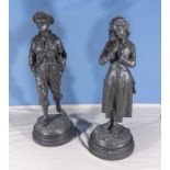 A pair of large Victorian spelter figures