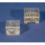 Two 20th century carved bone boxes